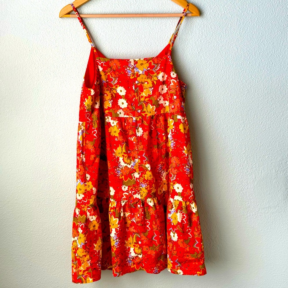 Loft Red Floral Mini Dress-Adjustable Straps-Lined-Women’s Size Medium EUC - Picture 2 of 13